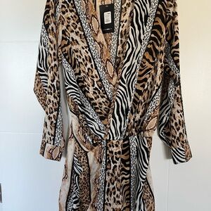 Fashion Nova Animal Print Robe - Black, Brown, White